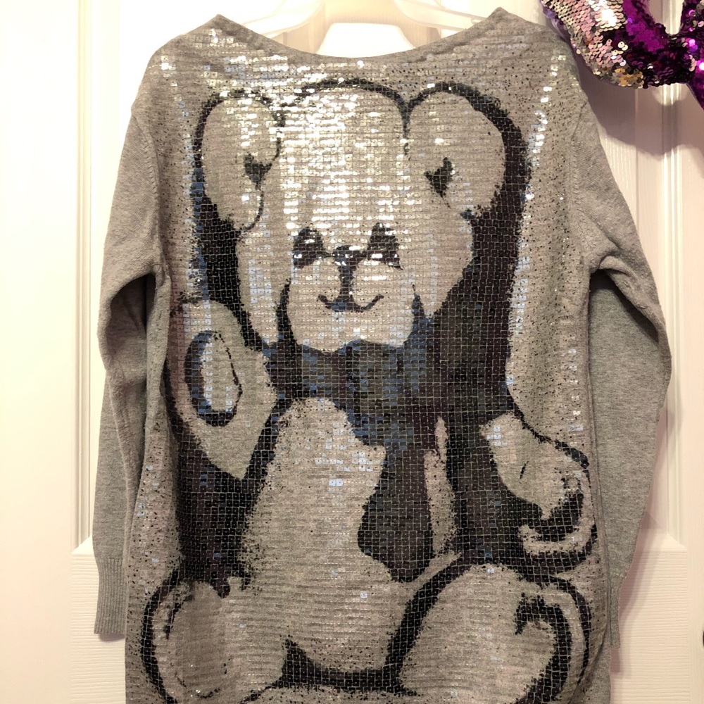 Women Sequins Bear Long Shirt/ dress/ sweater
